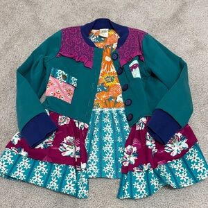 Colorful Kids Blazer with Floral Patterns